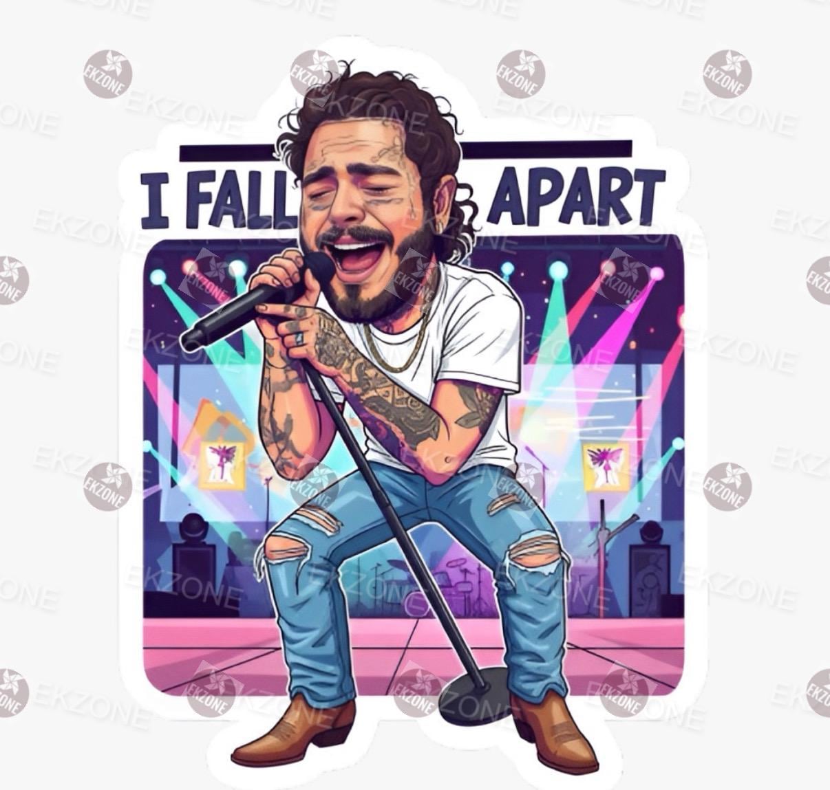 Post Malone I Fall Apart Sticker | Concert Performance Decal | Posty Lover Vinyl | Posty Pop Star Fan Art | Live Show Gift | Posty Laptop