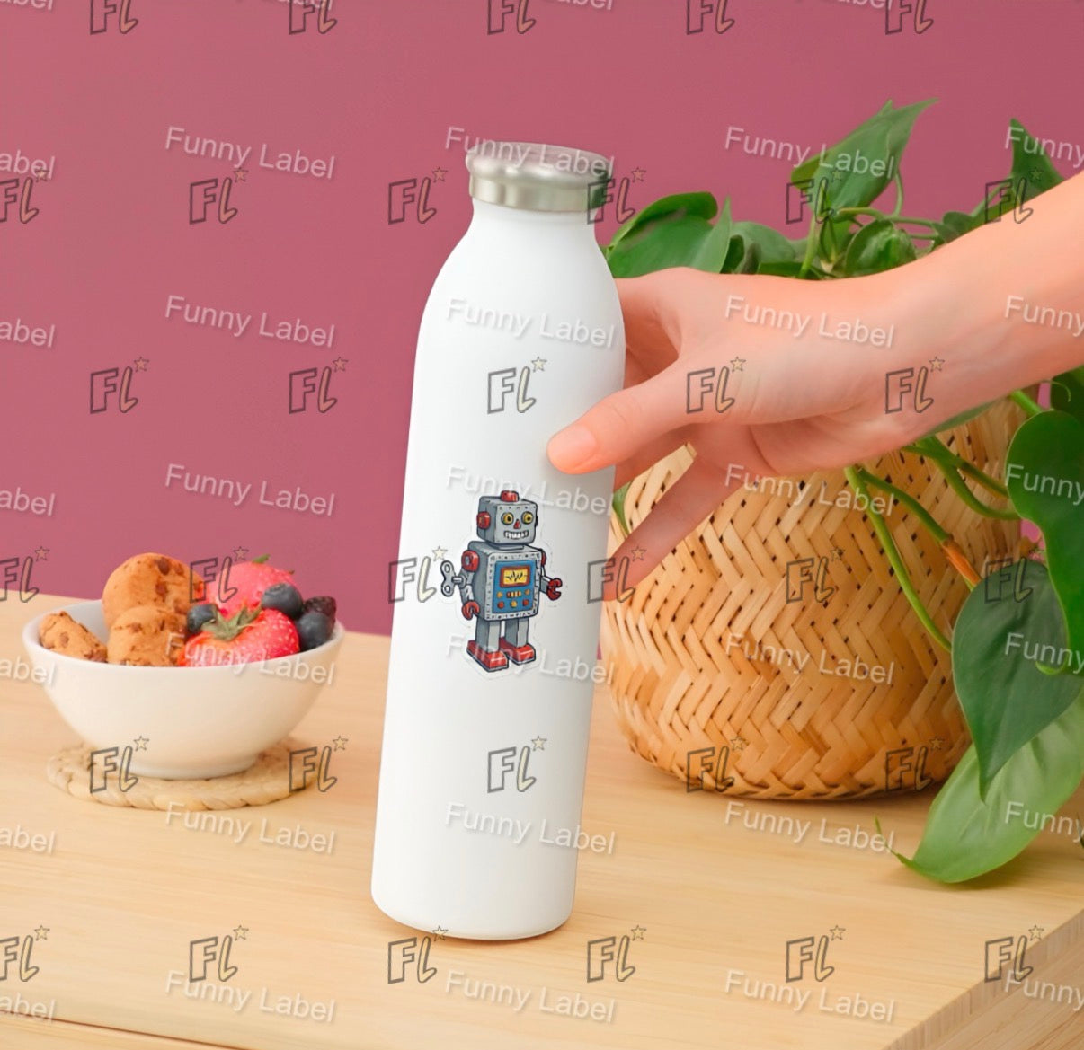 Beep Boop Retro Wind-Up Robot Sticker