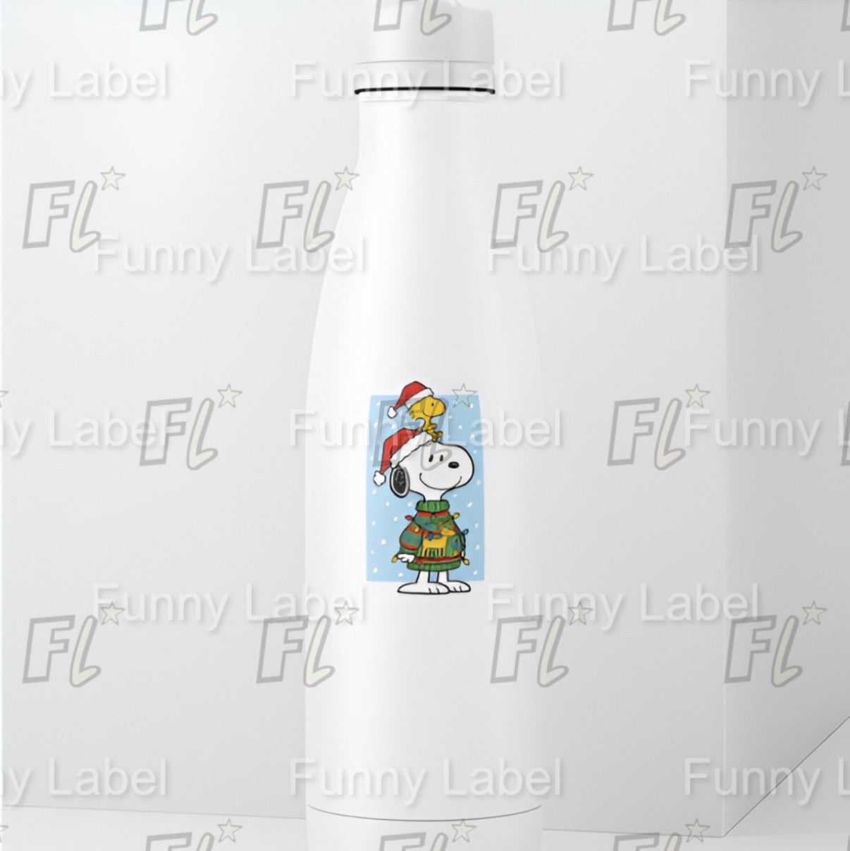 Snoopy & Woodstock Ugly Christmas Sweater Sticker | Peanuts Holiday Decal | Santa Hat Vinyl