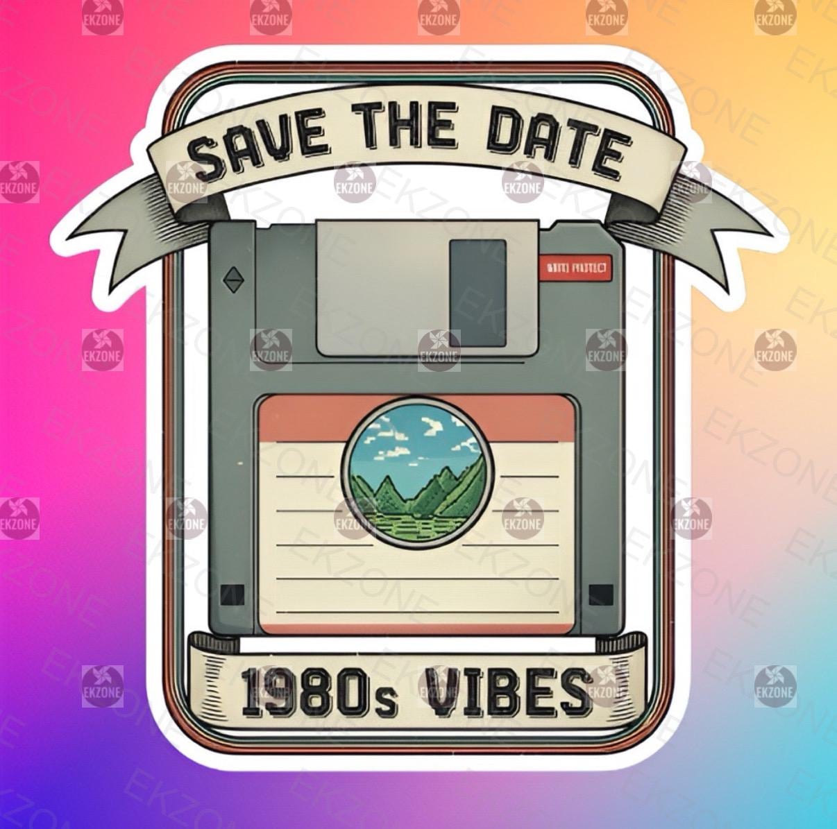 Save the Date Floppy Disk Sticker | Retro 80s Vibes Decal | Nostalgic Computer Art | Vintage Tech Vinyl | 80s Kid Gift | Computer Nerd