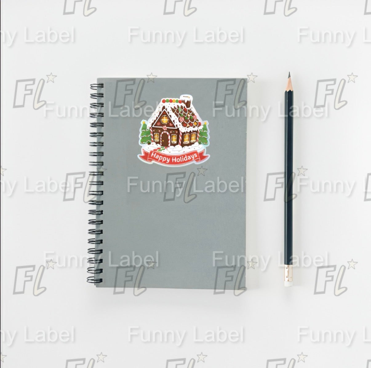 Happy Holidays Gingerbread House Sticker – Festive Christmas Label for Gifts & Crafts