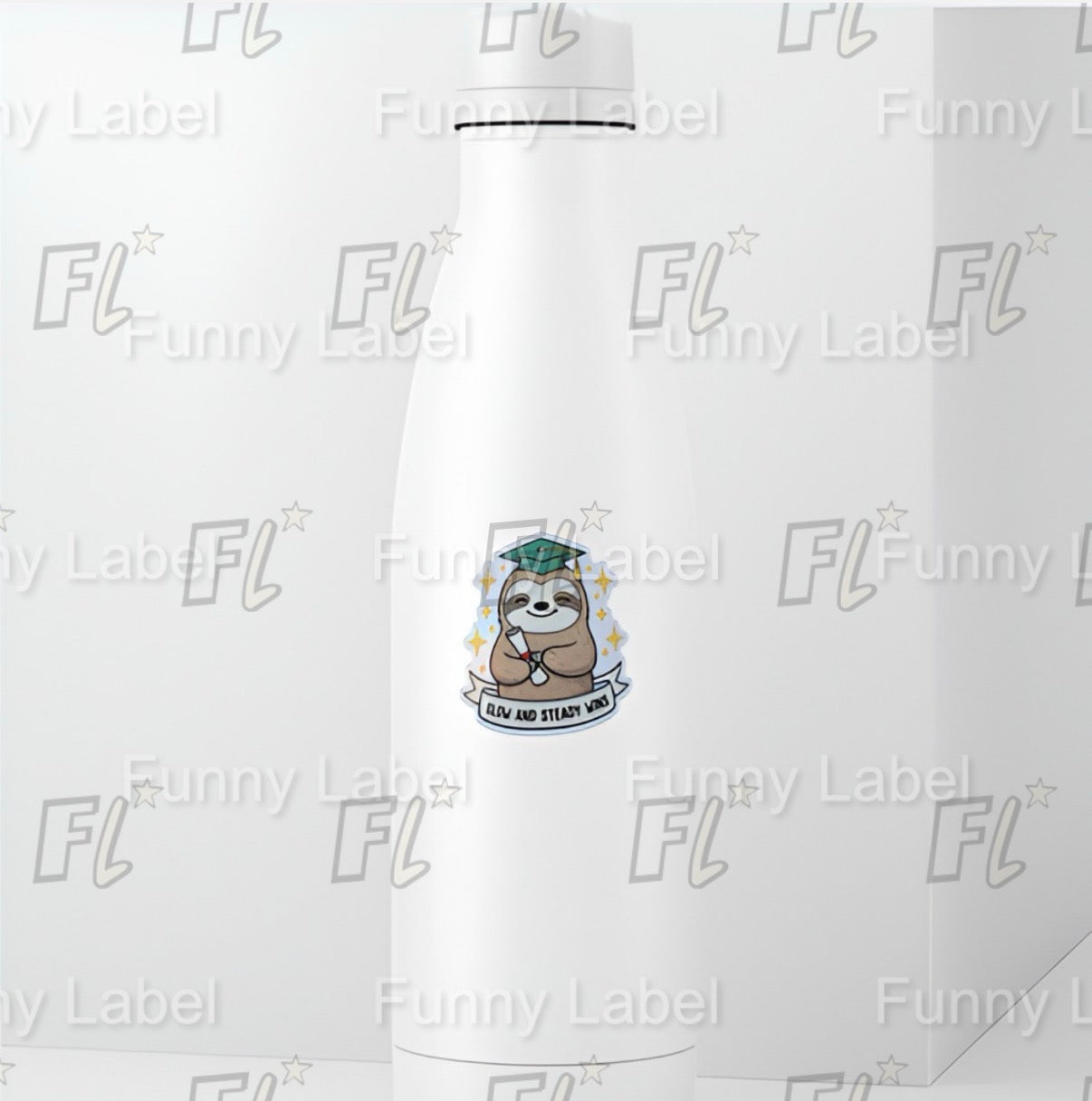 Graduation Sloth Sticker – Motivational “Slow and Steady Wins” Label for Grads & Gifts