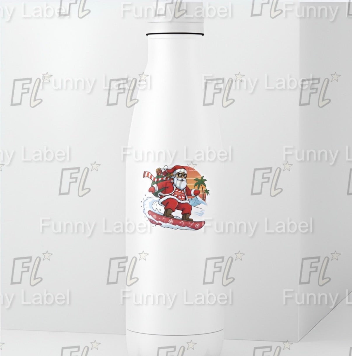 Holographic Snowboarding Santa Sticker - Tropical Edition
