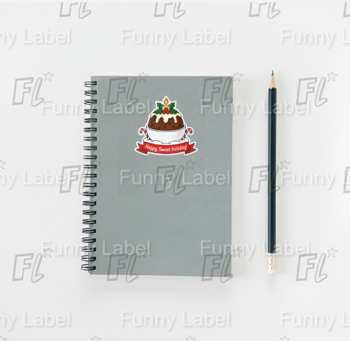 Christmas Pudding Sticker | Happy Sweet Holiday! Decal | Figgy Pudding Foodie Gift