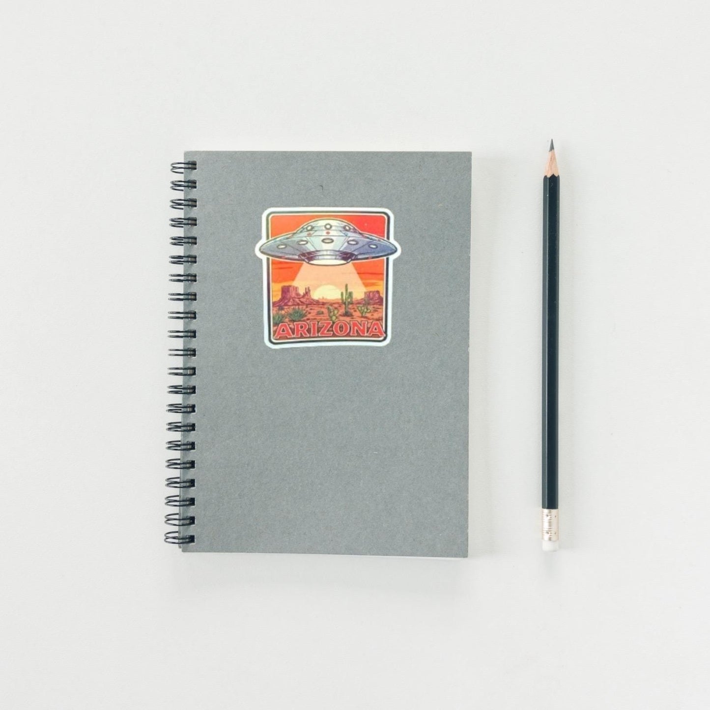 ARIZONA UFO Sticker | Alien Desert Decal | Retro Sci Fi Travel Art | Southwestern Conspiracy Vinyl | Unique Arizona Gift | Roswell Area 51