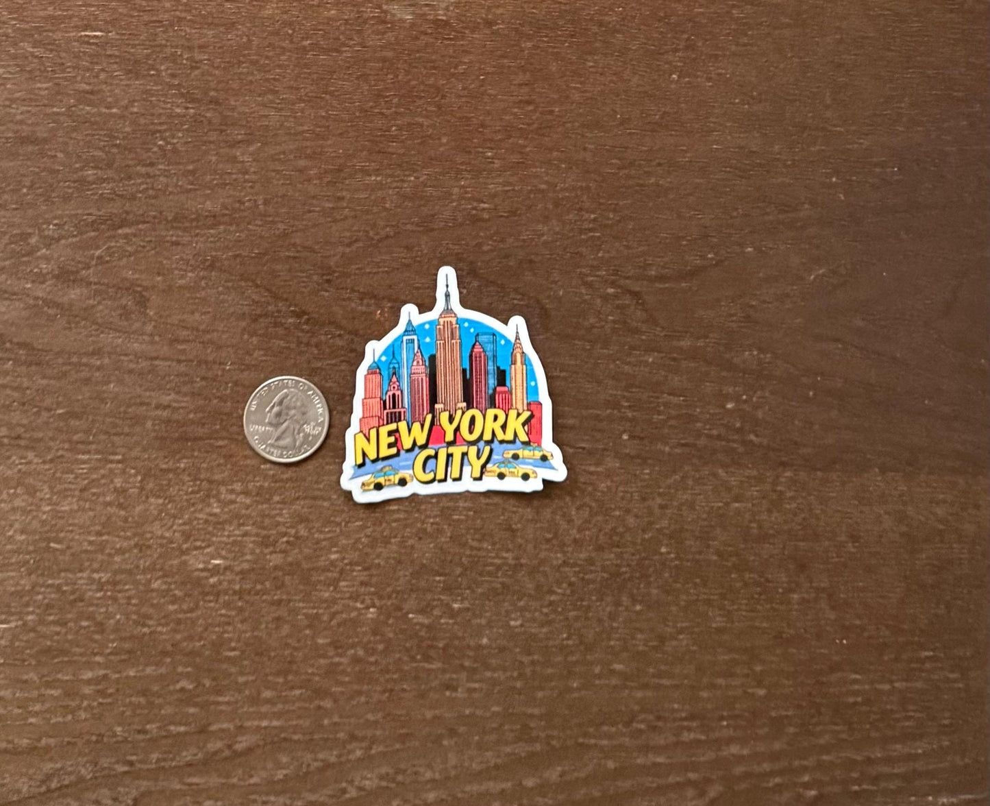 New York City Sticker - NYC Skyline & Yellow Taxi Decal - Retro Travel Vinyl Sticker - New York City Skyline Sticker - NYC Taxi Vinyl Decal