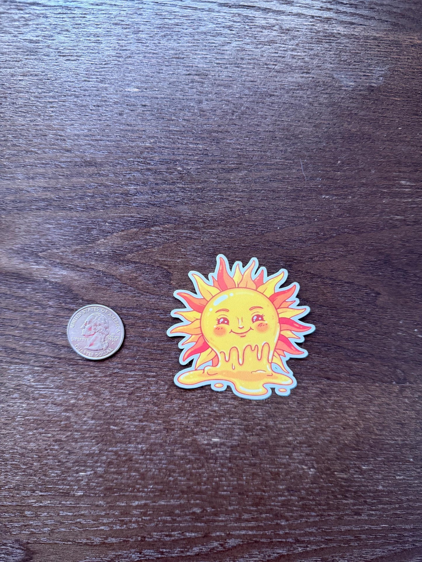 Cute Melting Sun Sticker | Happy Sun Decal | Summer Vibes Art | Good Vibes Vinyl | Sunshine Lover Gift | Funny Melting Sun Laptop Sticker