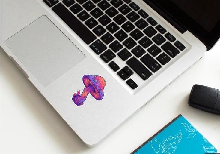 Psychedelic Mushroom Sticker | Magical Crystal Decal | Fantasy Fungi Art | Mystical Plant Vinyl | Spiritual Gift | Vibrant Mushroom Laptop