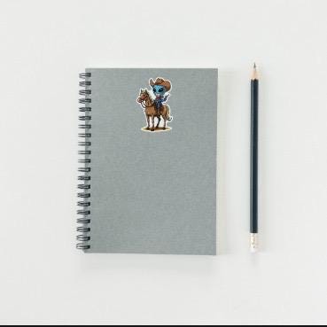 Cowboy Alien Sticker | Western Sci-Fi Decal | Extraterrestrial Rider Art | Funny Space Cowboy Vinyl | Rodeo Alien Gift | Unique Western Gift