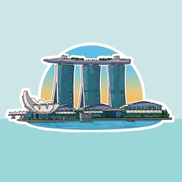 Singapore Skyline Sticker - Marina Bay Sands & ArtScience Museum Decal - Travel Souvenir Vinyl Sticker - Marina Bay Skyline Decal