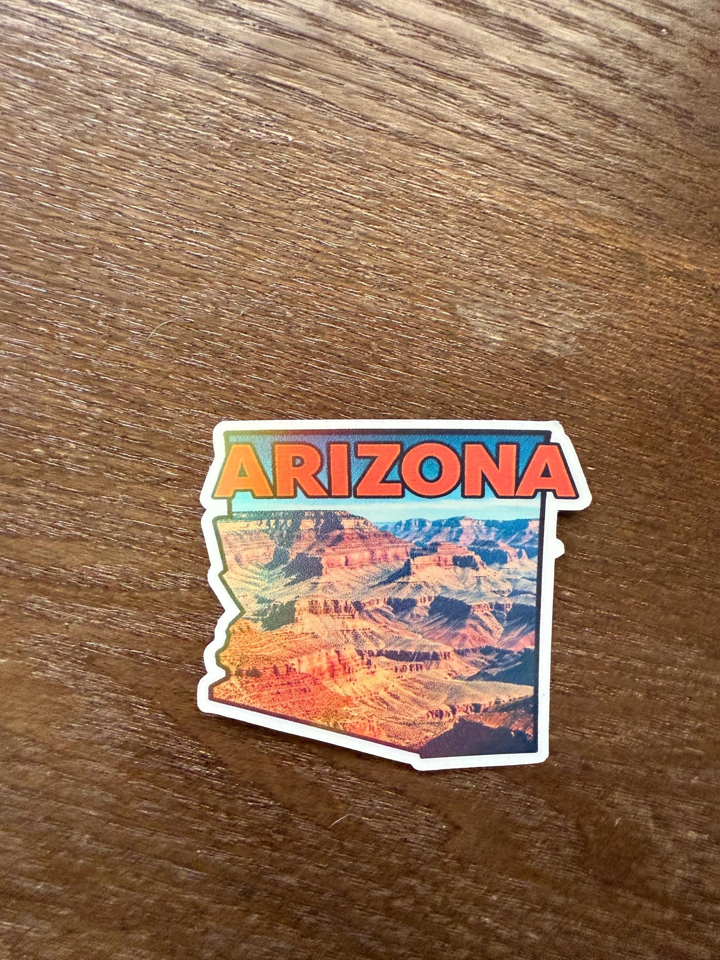 Holographic ARIZONA Grand Canyon Sticker | Shiny State Outline Decal | Travel Souvenir Vinyl | Dazzling Desert Landscape Art | Arizona Local