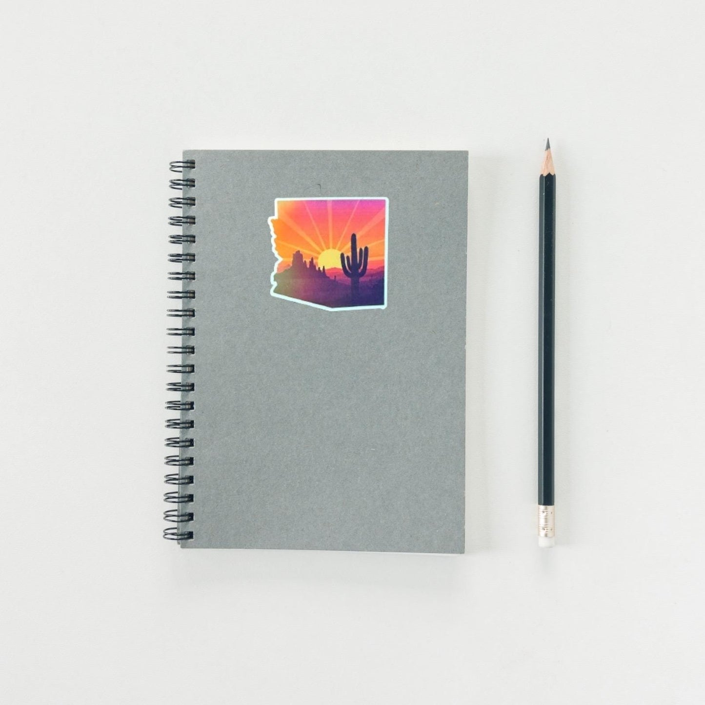 Holographic Arizona Sunset Sticker | Shiny State Outline Decal | Desert Cactus Vinyl | Travel Souvenir Gift | Dazzling Sonoran Aesthetic |