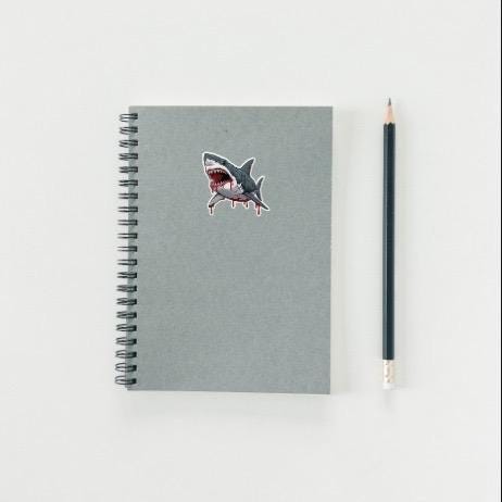 Bloody Great White Shark Sticker | Jaws Horror Decal | Scary Ocean Predator Art | Spooky Marine Life Vinyl | Shark Week Fan Gift | Unique