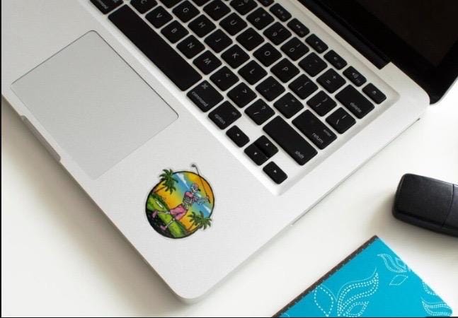 Skeleton Golf Sticker - Tropical Golfing Skeleton Decal - Funny Golf Sticker - Palm Tree Sunset Golf Art - Hawaiian Shirt Skull Sticker,