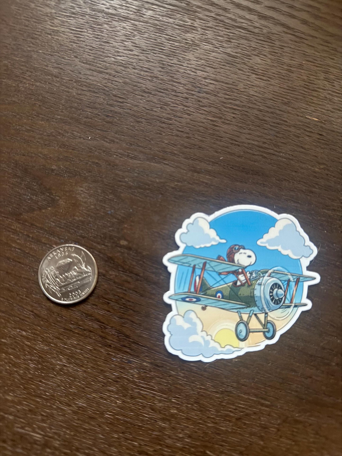 Snoopy Flying Plane Sticker | Peanuts Pilot Decal | Red Baron Dog Art | Vintage Aviation Vinyl | Cartoon Snoopy Fan Gift | Snoopy Pilot