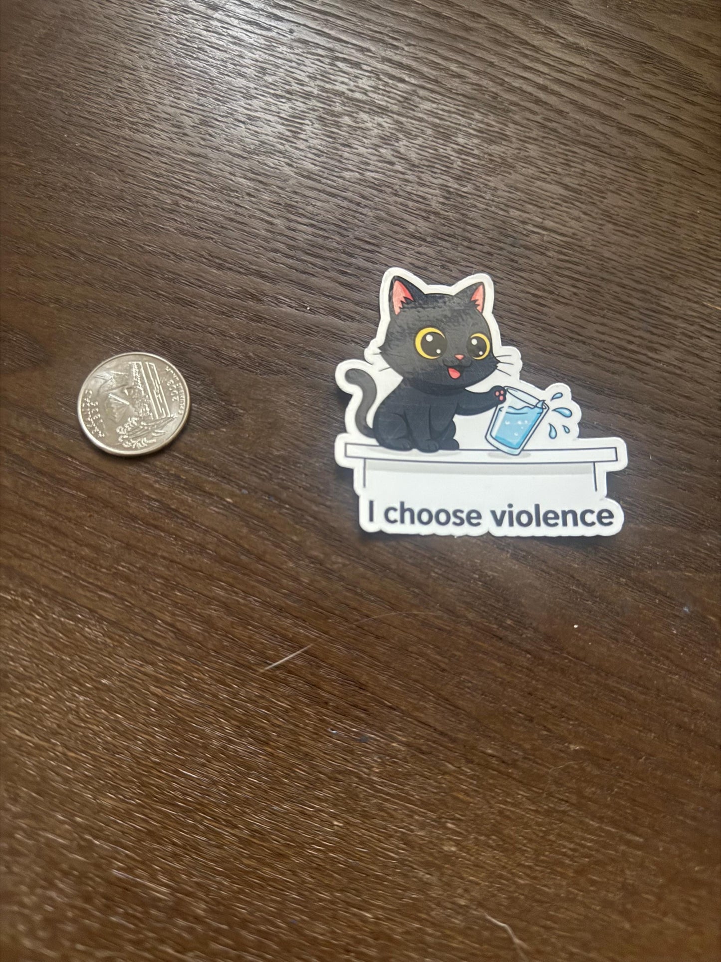 I Choose Violence Cat Sticker | Funny Cat Meme Decal | Mischievous Pet Art | Black Cat Humor Vinyl | Sarcastic Cat Lover Gift | Laptop Decal