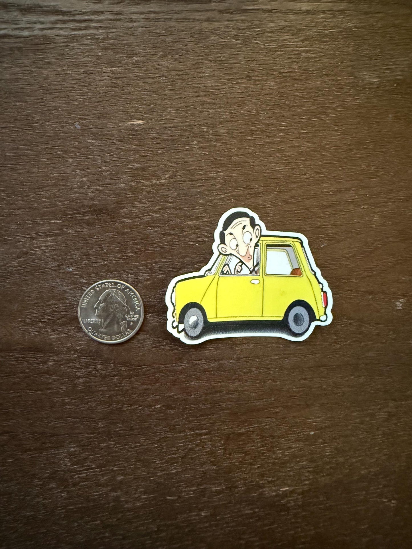 Mr Bean Car Sticker | Classic Mini Cooper Decal | Funny British Comedy Art | Iconic TV Show Vinyl | Mr Bean Fan Gift | Quirky Laptop Sticker