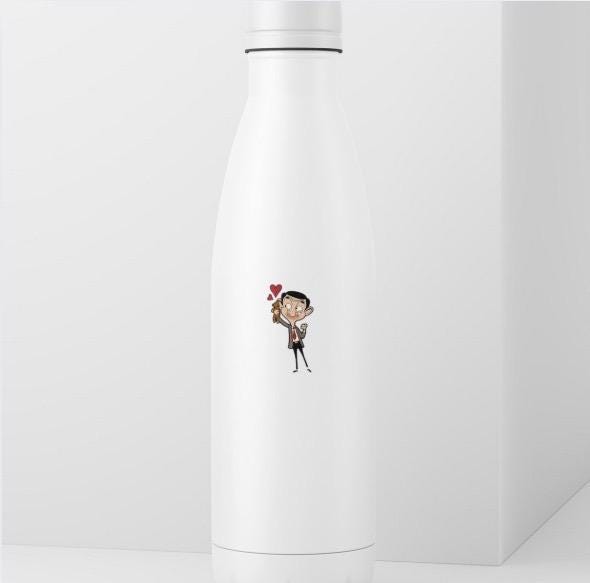 Mr. Bean & Teddy Sticker | Love Heart Decal | Funny British Comedy Art | Nostalgic Cartoon Vinyl | Mr Bean Fan Gift | Cute Bear Lover