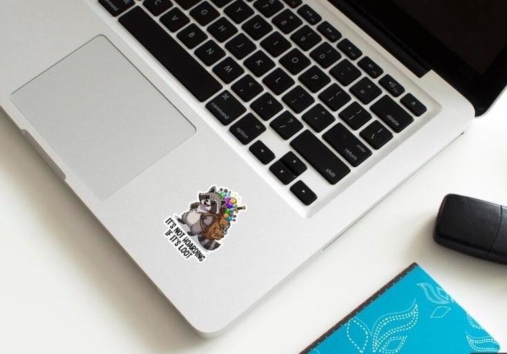 It's Not Hoarding If It's Loot Raccoon Sticker | Funny Gamer Decal | RPG D&D DnD Gift | Cute Loot Bag Art | Dungeon Master DM Vinyl |