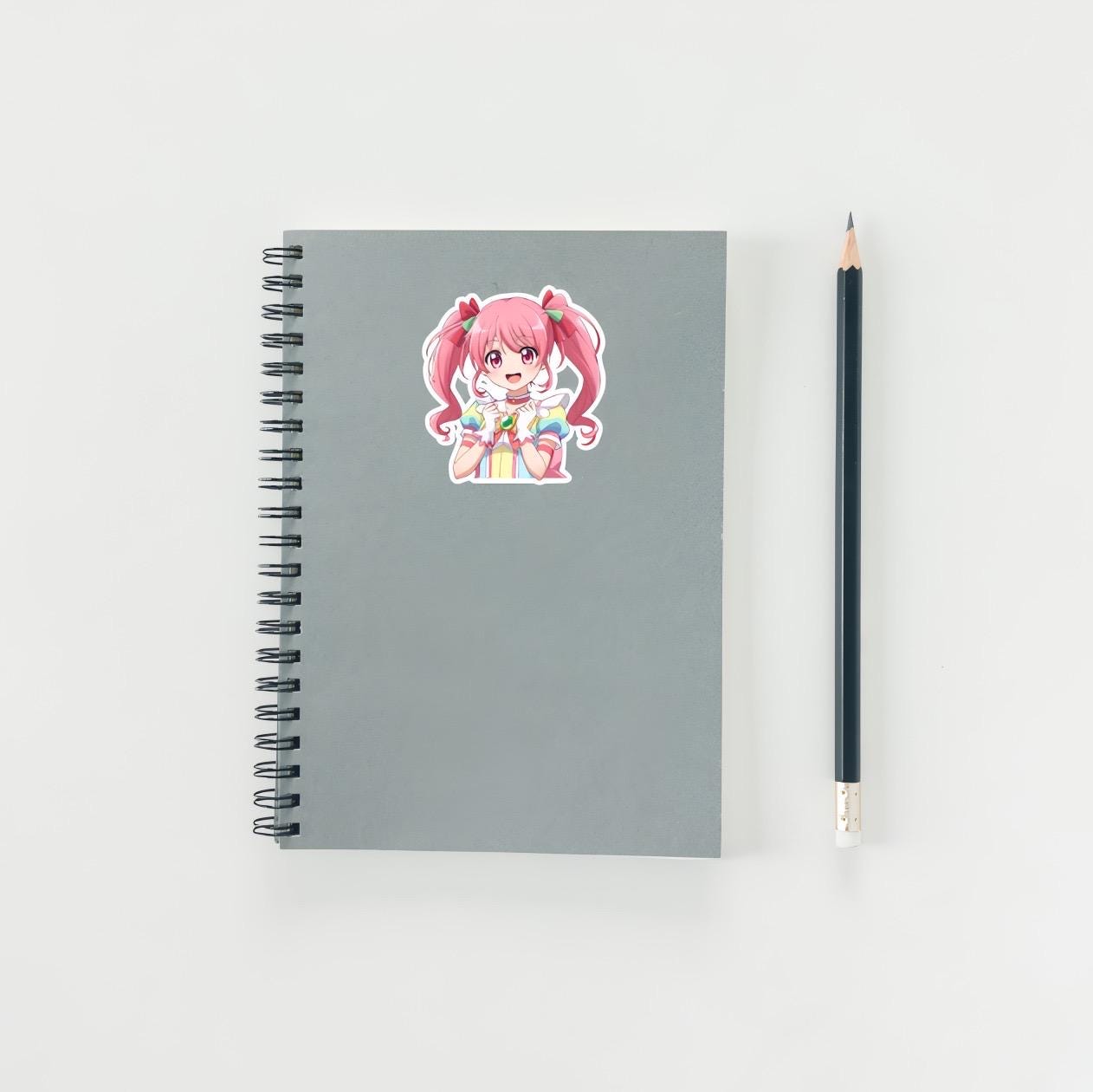 Cute Pink Hair Anime Girl Sticker | Kawaii Manga Decal | Magical Girl Art | Pastel Waifu Vinyl | Japanese Animation Fan Gift | Cheerful Idol