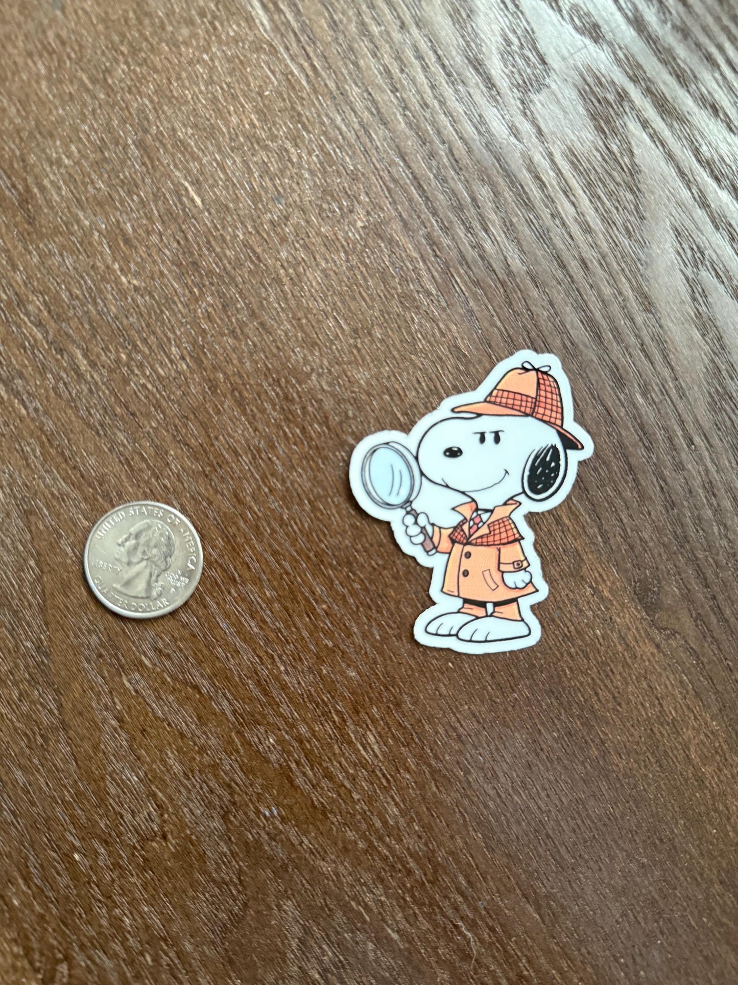 Snoopy Detective Sticker | Peanuts Mystery Decal | Sherlock Holmes Dog Art | Investigator Vinyl | Cartoon Spy Fan Gift | Nostalgic Character