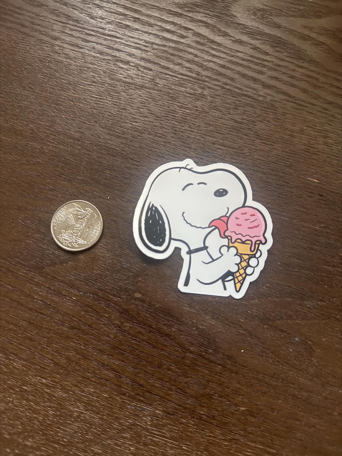 Snoopy Eating Ice Cream Sticker | Peanuts Summer Treat Decal | Cute Food Art | Cartoon Dog Vinyl | Snoopy Laptop Sticker | Snoopy for gift