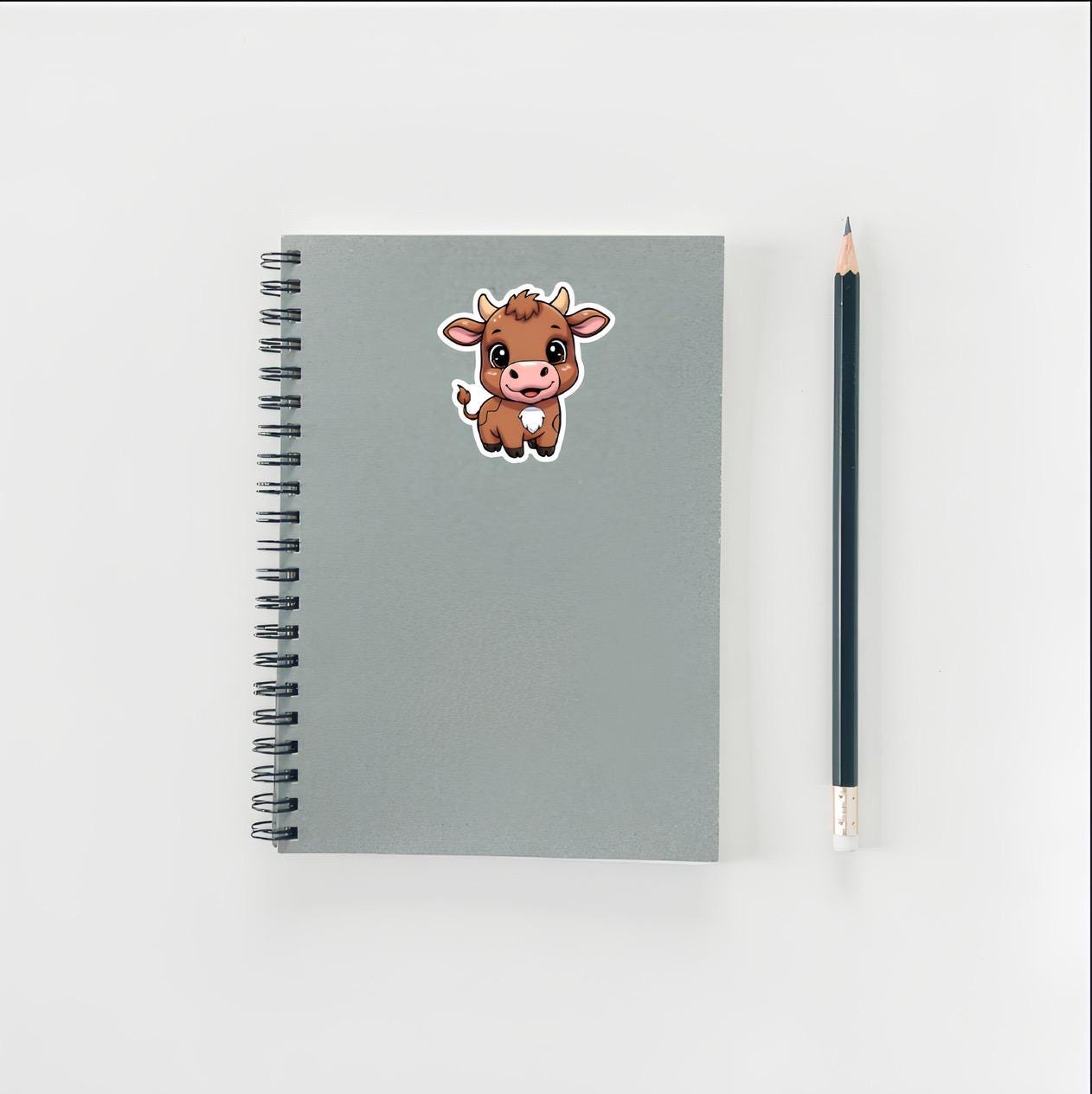 Cute Baby Cow Sticker | Adorable Calf Decal | Farm Animal Art | Kawaii Cow Vinyl | Livestock Lover Gift | Wholesome Dairy Farm Laptop Decal