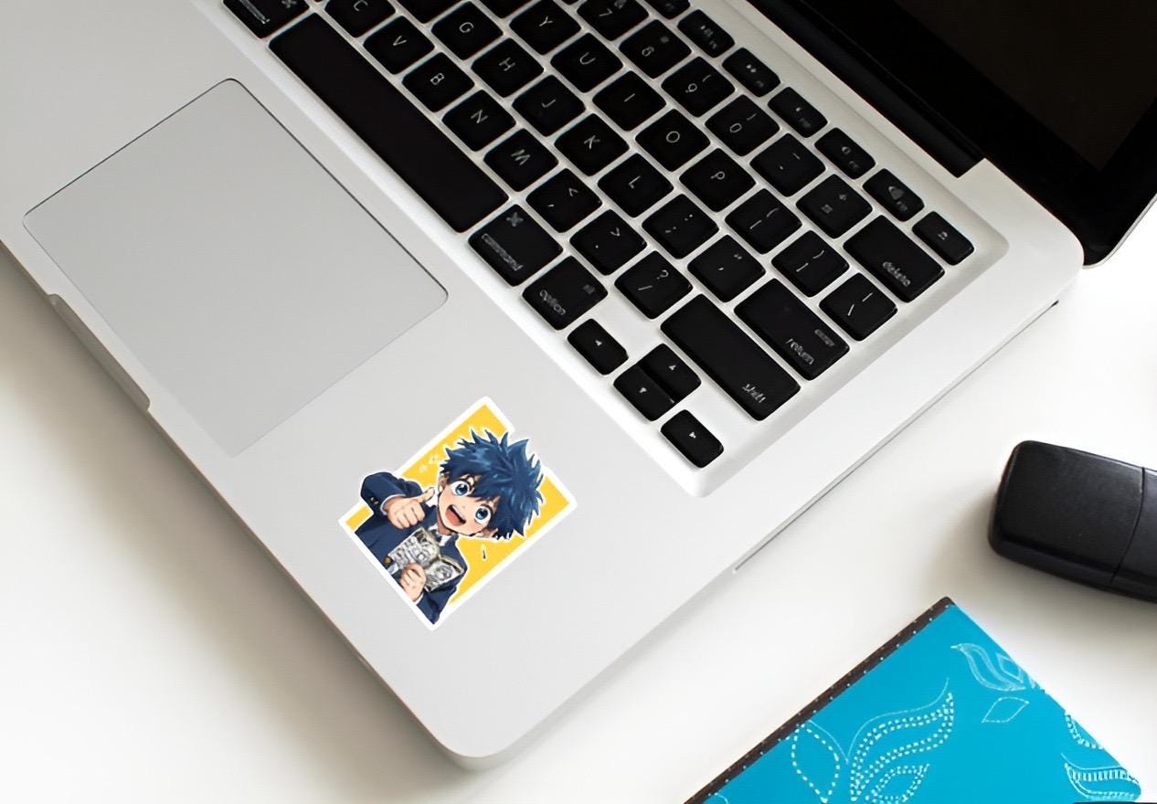 Cute Anime Boy Reading Manga Sticker | Thumbs Up Shonen Decal | Otaku Fan Art | Japanese Animation Vinyl | Manga Lover Gift | Kawaii Decal