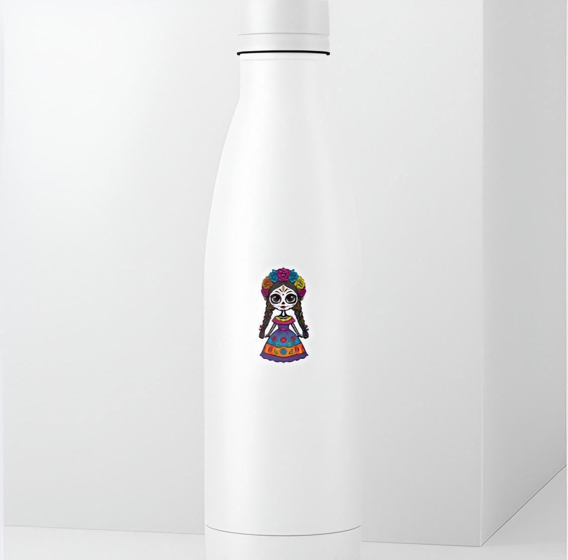 Cute Sugar Skull Girl Sticker | Día de los Muertos Decal | Calavera Art | Mexican Folk Art Vinyl | Colorful Halloween Gift | Frida Kahlo