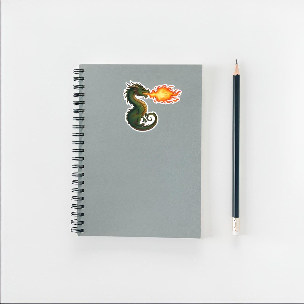 Fire Breathing Dragon Sticker | Green Fantasy Beast Decal | Mythical Creature Art | D&D DnD Gamer Vinyl | Dragon Lover Gift | DnD Tabletop