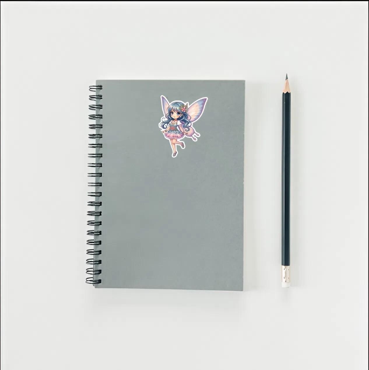 Cute Blue Hair Fairy Sticker | Magical Flower Decal | Whimsical Fantasy Art | Pastel Wing Vinyl | Enchanted Forest Gift | Kawaii on a Laptop