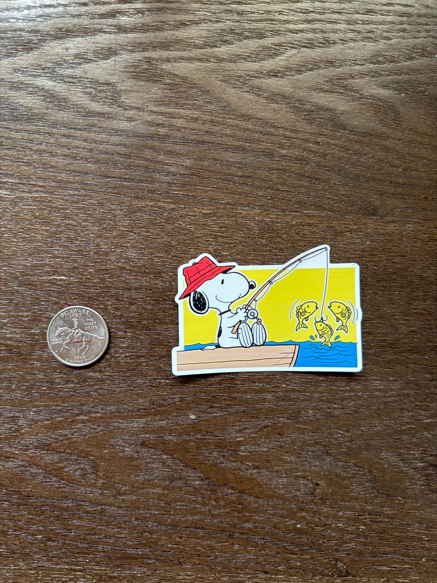 Snoopy Fishing Sticker | Peanuts Angler Decal | Cartoon Fish Art | Outdoor Adventure Vinyl | Fishing Lover Gift | Cute Dog Fisherman Laptop