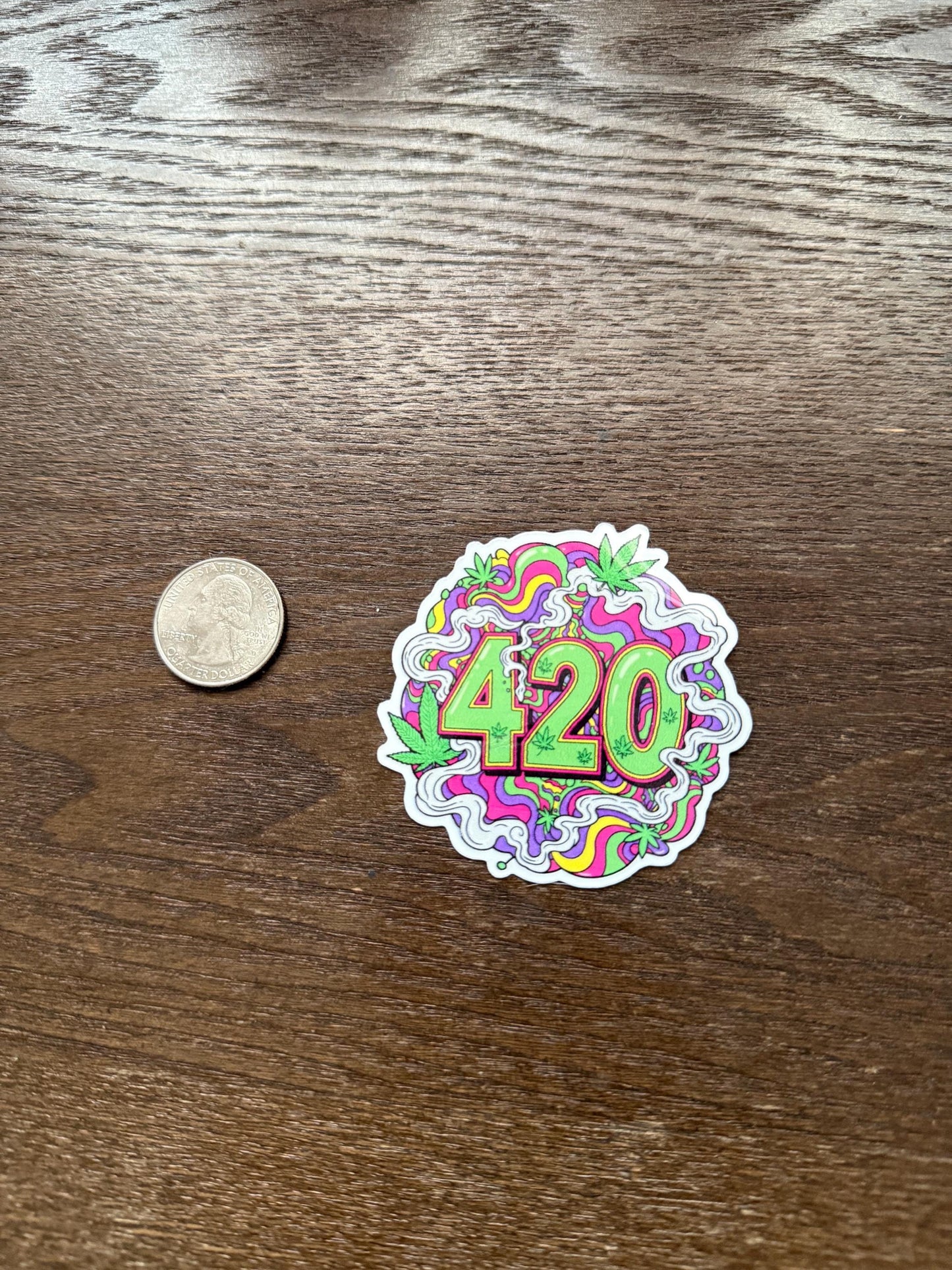 420 Psychedelic Cannabis Sticker | Vibrant Weed Leaf Decal | Stoner Art | Herbal Enthusiast Vinyl | Groovy Pot Culture Gift | Trippy Rainbow
