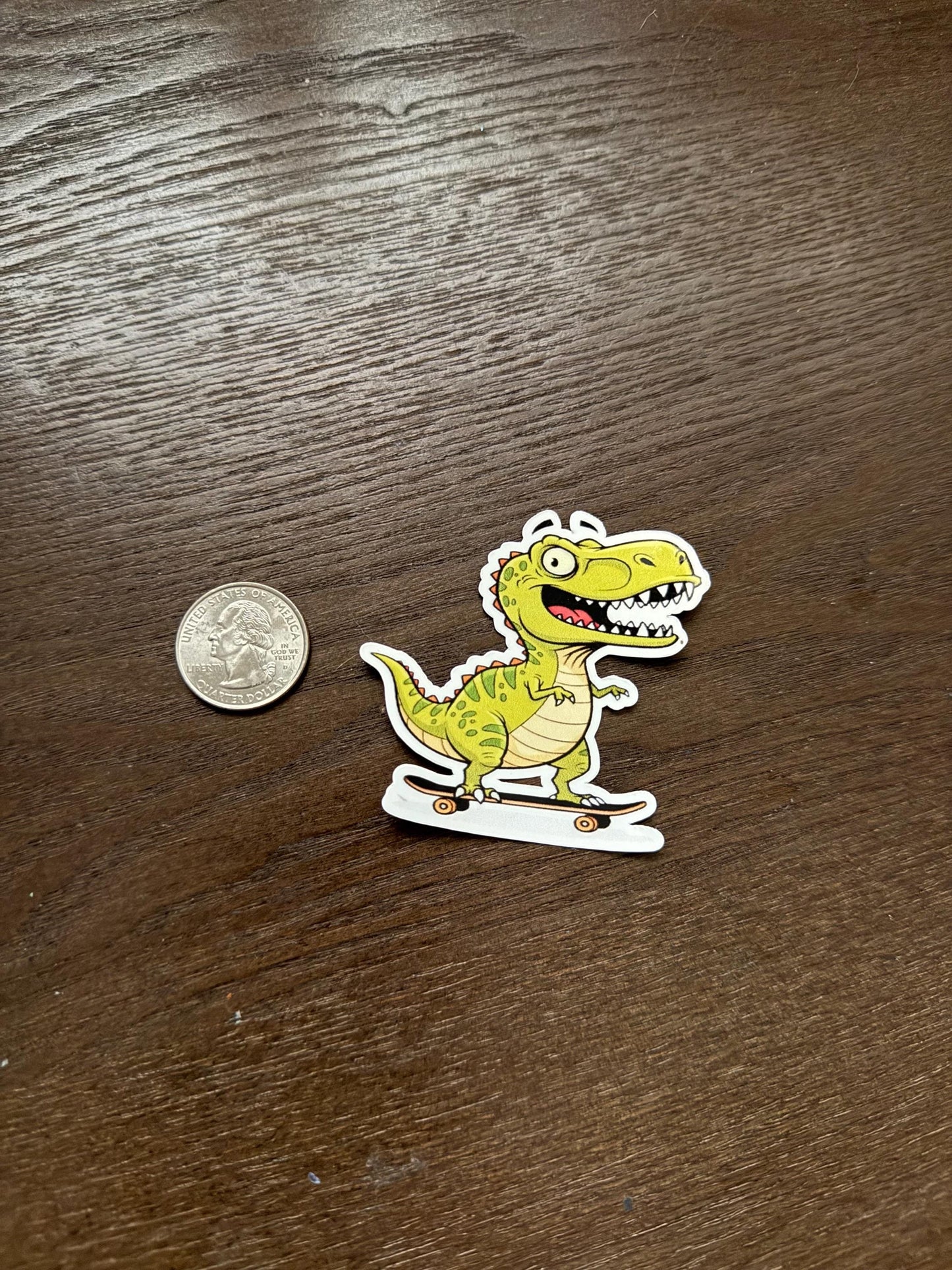 T-Rex Skateboarder Sticker | Funny Dinosaur Decal | Skater Dino Art | Tyrannosaurus Rex Vinyl | Unique Skater Gift | Cool Dino Laptop Decal