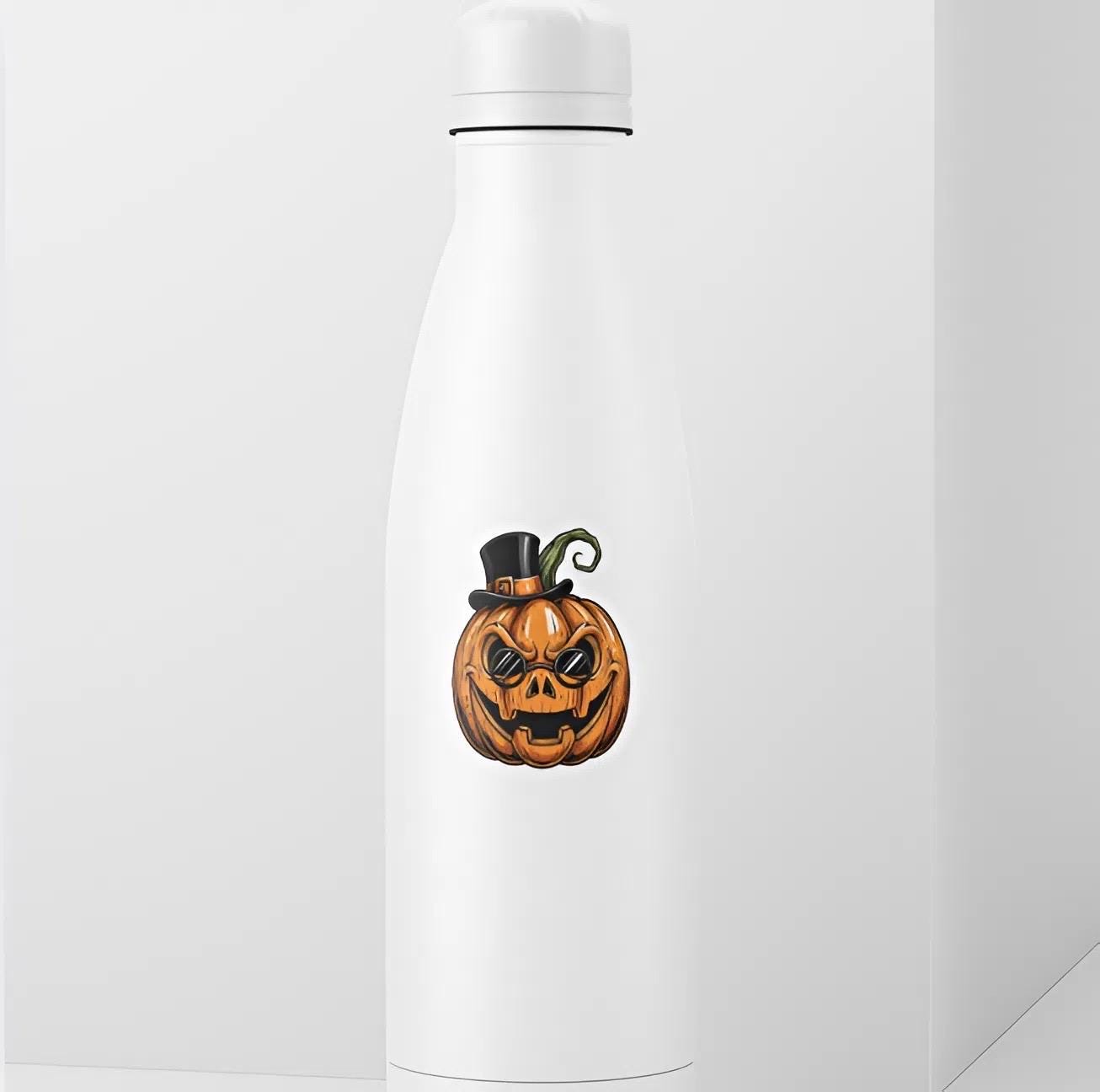 Glow in the Dark Jack O Lantern Sticker | Cool Pumpkin Decal | Halloween Top Hat Art | Spooky Season Vinyl | UV Reactive Fall Decor Gift |