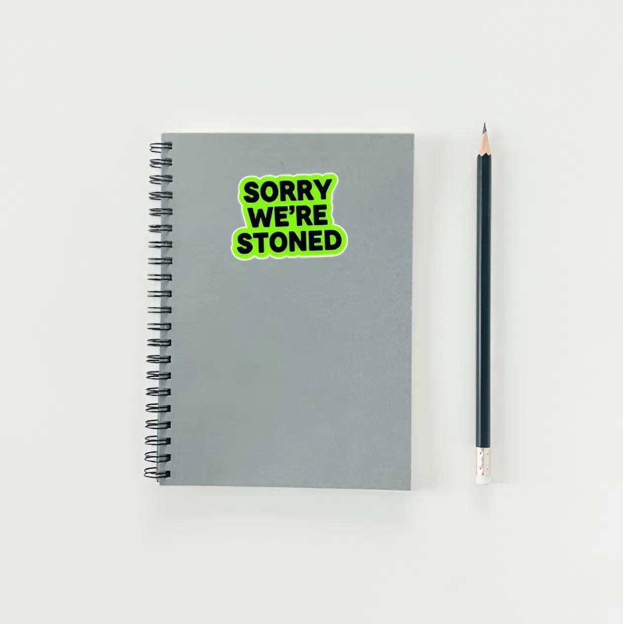 Sorry We are Stoned Sticker | Funny Cannabis Decal | Stoner Humor Art | 420 Friendly Vinyl | Humorous Sign Laptop | Bold Statement Gift