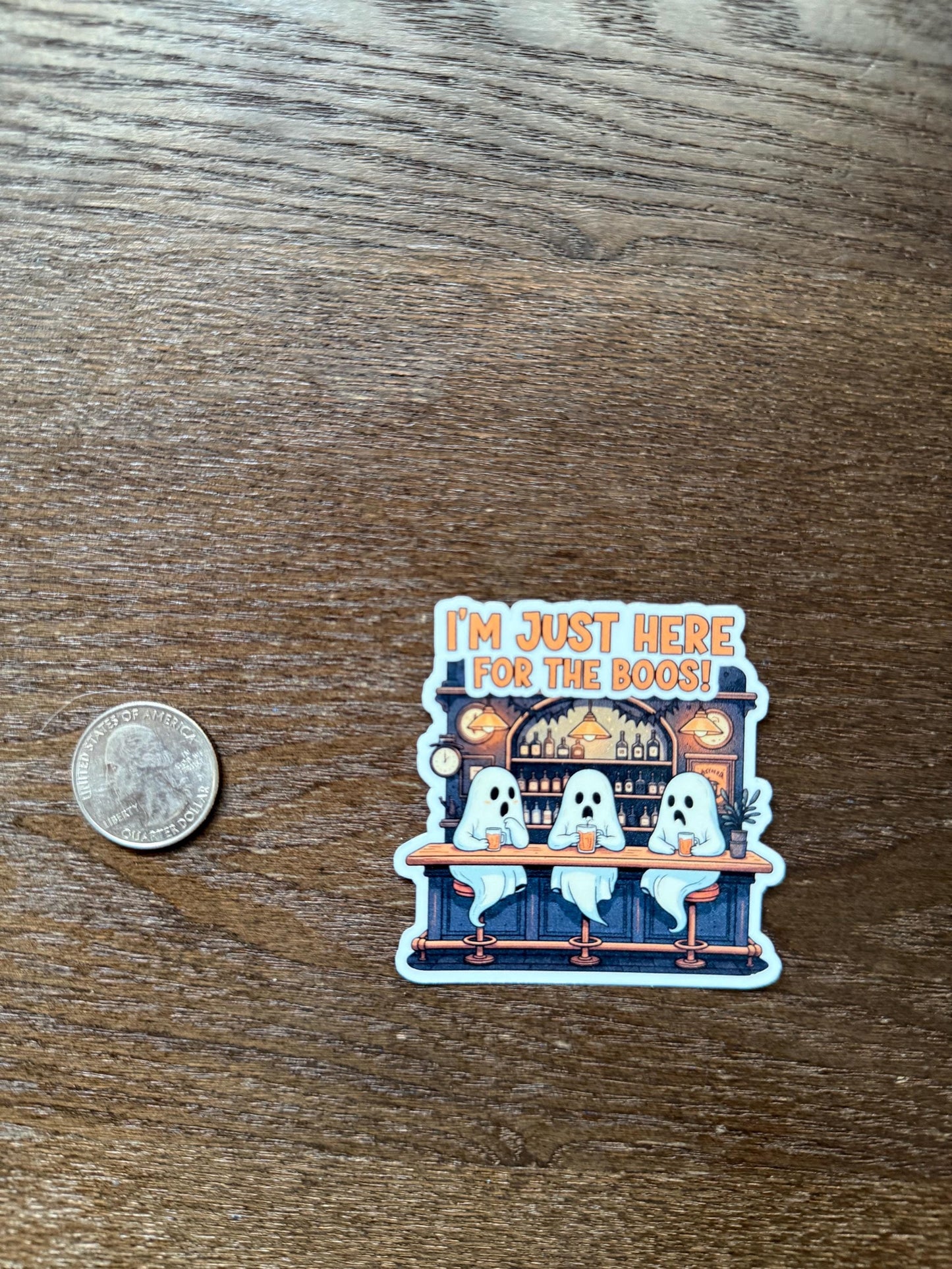 I'm Just Here For The Boos Ghost Bar Sticker | Funny Halloween Decal | Spooky Drink Art | Ghost Pub Vinyl | Cute Haunted Humor Gift | Boo