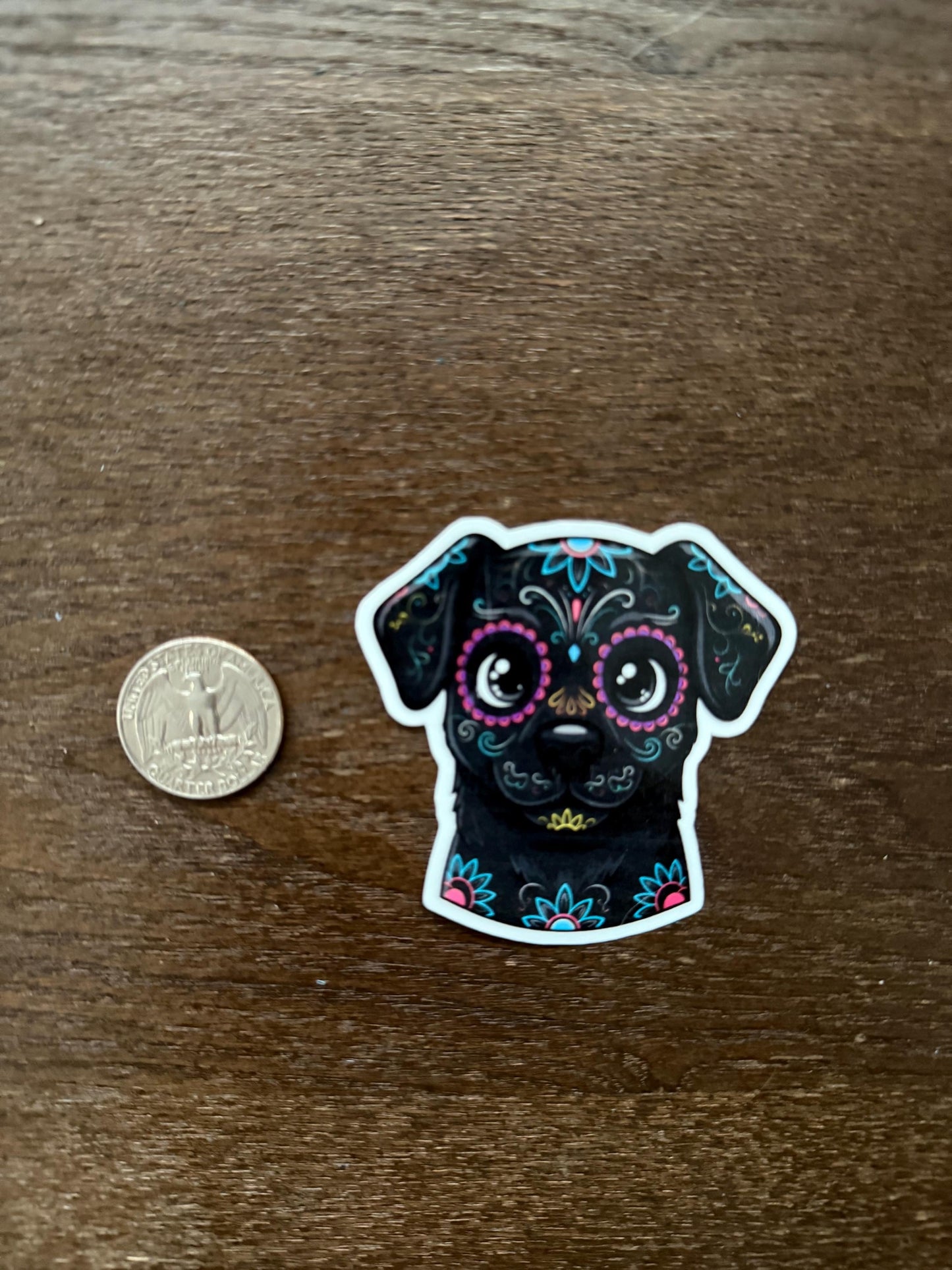 Sugar Skull Dog Sticker | Día de los Muertos Pet Decal | Calavera Dog Art | Black Dog Vinyl | Colorful Day of Dead Gift | Dante from Coco