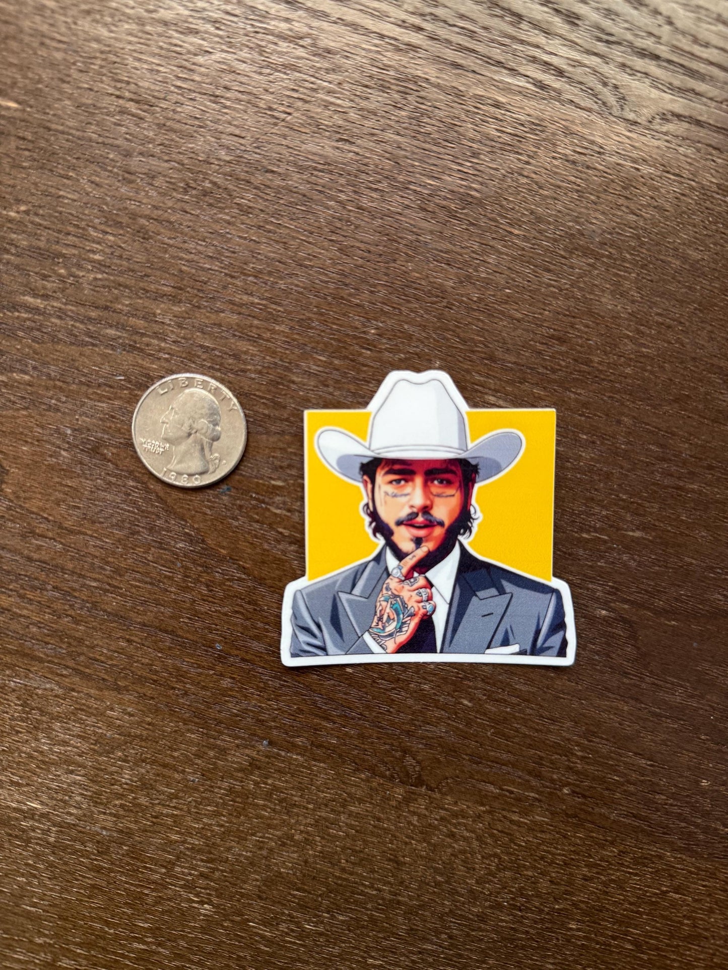 Post Malone Cowboy Hat Suit Sticker | Posty Portrait Decal | Modern Western Pop Art | Celebrity Fan Vinyl | Music Lover Gift | Posty Gift