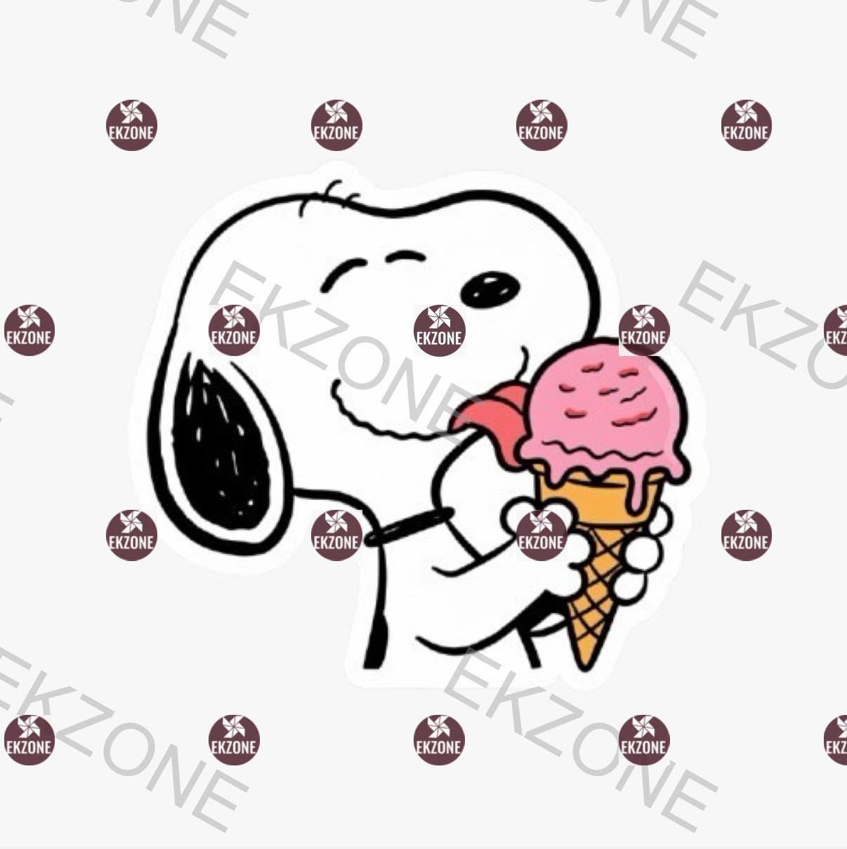 Snoopy Eating Ice Cream Sticker | Peanuts Summer Treat Decal | Cute Food Art | Cartoon Dog Vinyl | Snoopy Laptop Sticker | Snoopy for gift