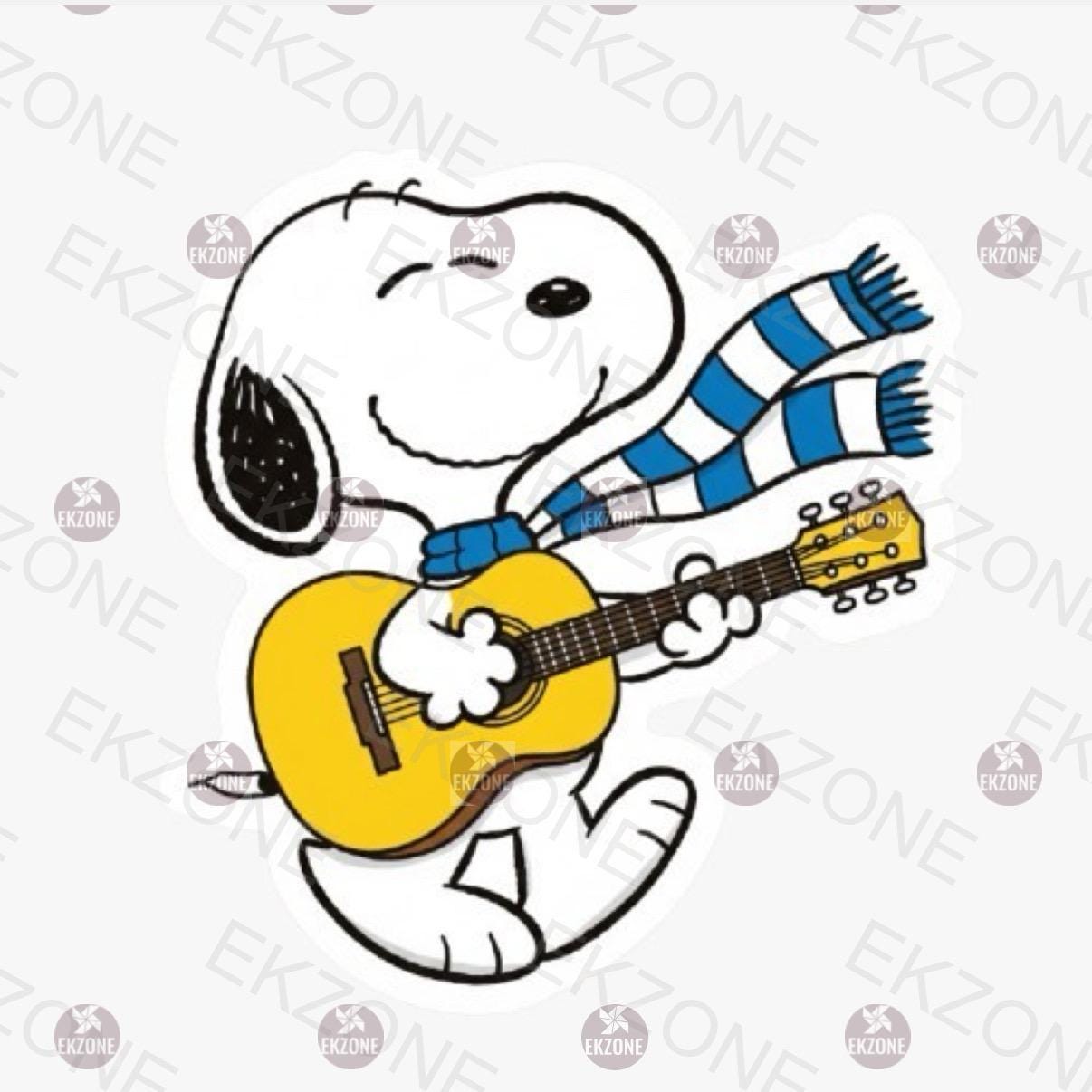 Snoopy Playing Guitar Sticker | Peanuts Music Lover Decal | Acoustic Guitar Dog Art | Cartoon Musician Vinyl | Nostalgic Instrument Gift |