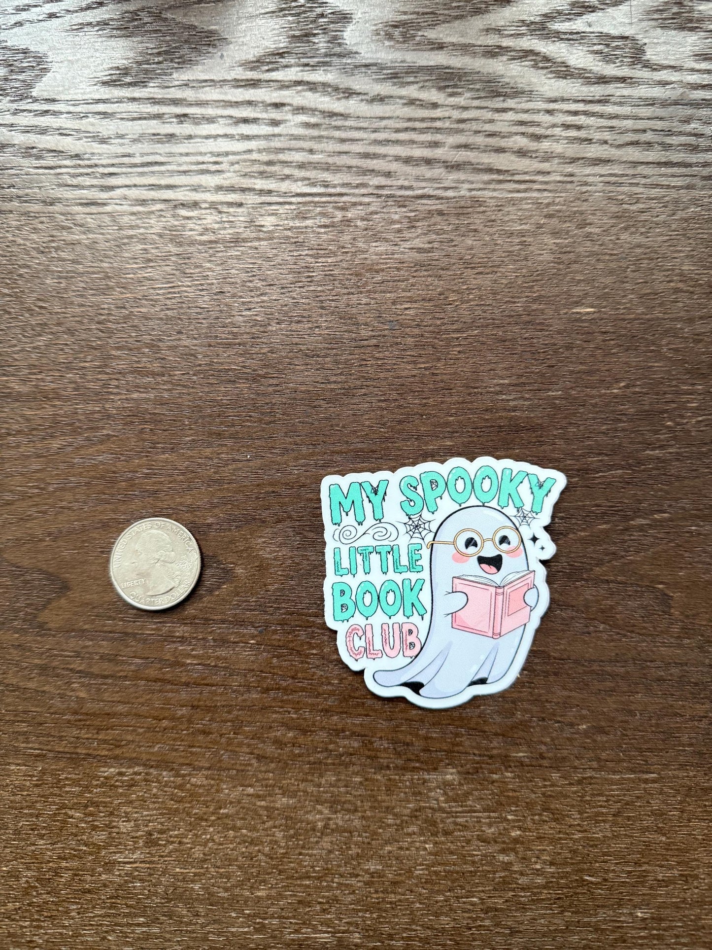 My Spooky Little Book Club Ghost Sticker | Funny Book Lover Decal | Cute Spooky Reading Art | Bookworm Gift | Halloween Ghost Vinyl | Cozy