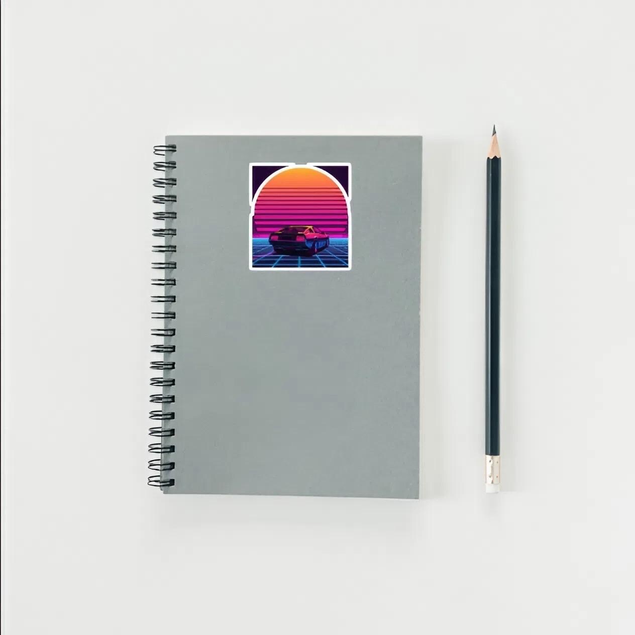 Outrun Synthwave Car Sticker | Retro 80s Aesthetic Decal | Vaporwave Grid Art | Neon Sunset Vehicle Vinyl | Cyberpunk Fan Gift | Arcade