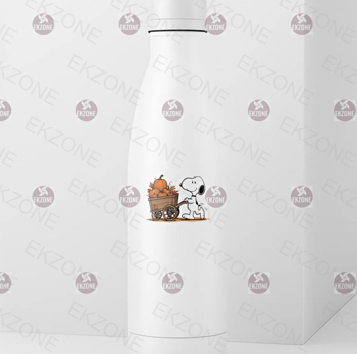 Snoopy Pumpkin Wagon Sticker | Peanuts Fall Harvest Decal | Autumn Leaves Art | Cute Dog Vinyl | Halloween Decor Gift | Nostalgic Farmhouse
