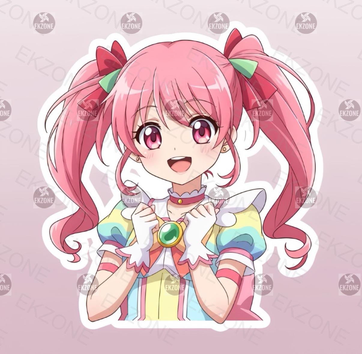 Cute Pink Hair Anime Girl Sticker | Kawaii Manga Decal | Magical Girl Art | Pastel Waifu Vinyl | Japanese Animation Fan Gift | Cheerful Idol