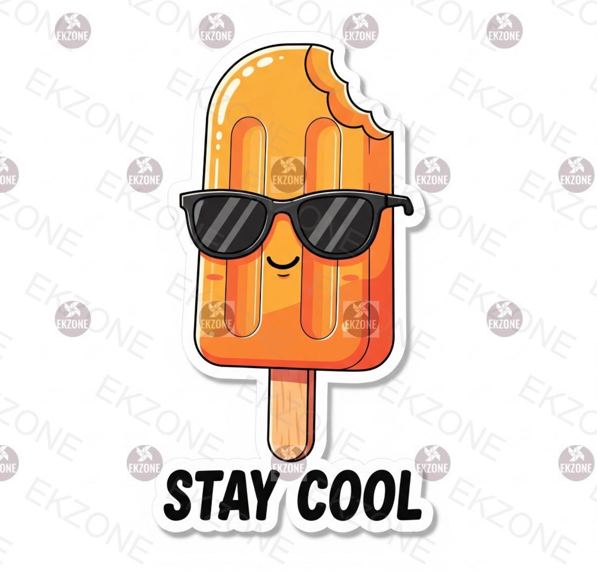 Stay Cool Popsicle Sticker | Funny Summer Vibe Decal | Sunglasses Ice Pop Art | Cool Food Vinyl | Sweet Treat Laptop Sticker | Water Bottle
