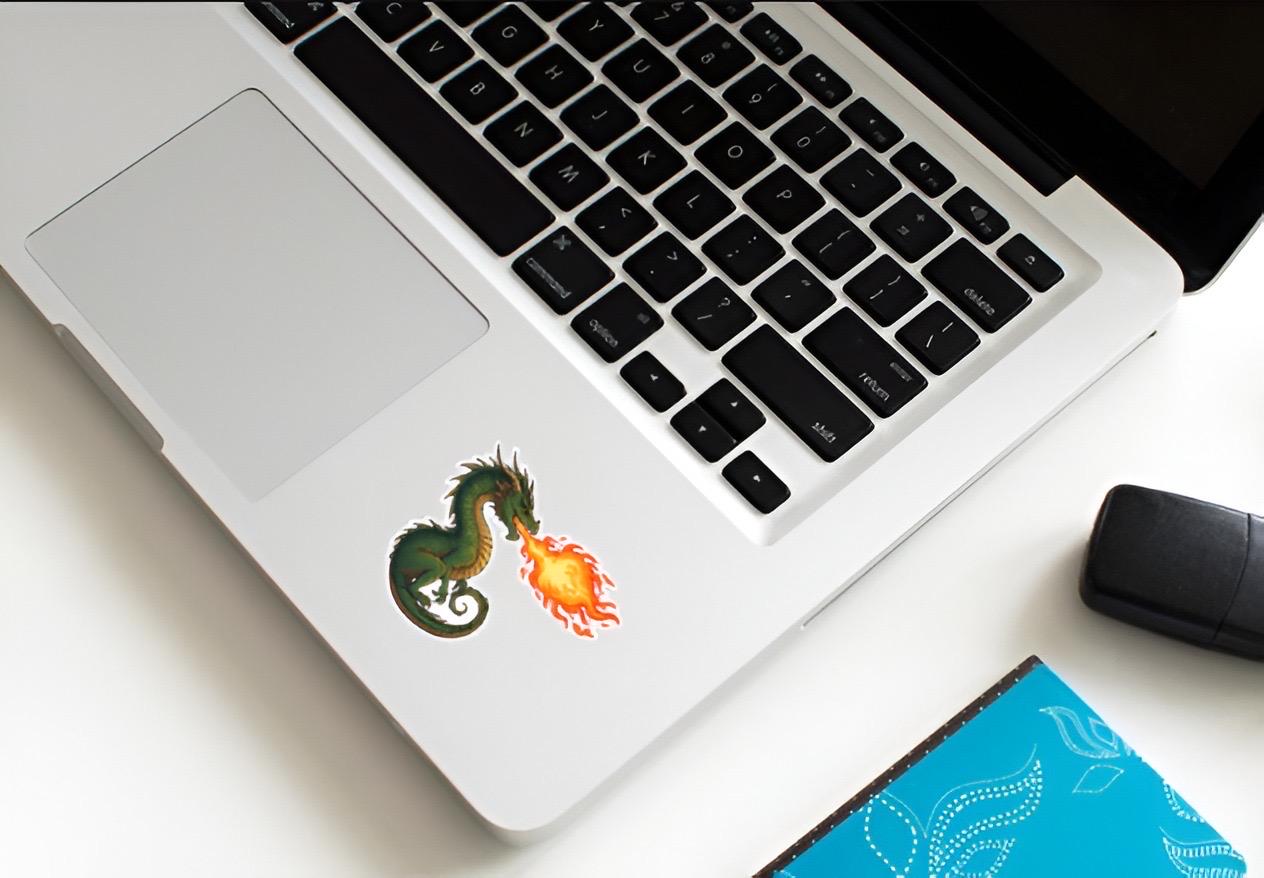 Fire Breathing Dragon Sticker | Green Fantasy Beast Decal | Mythical Creature Art | D&D DnD Gamer Vinyl | Dragon Lover Gift | DnD Tabletop