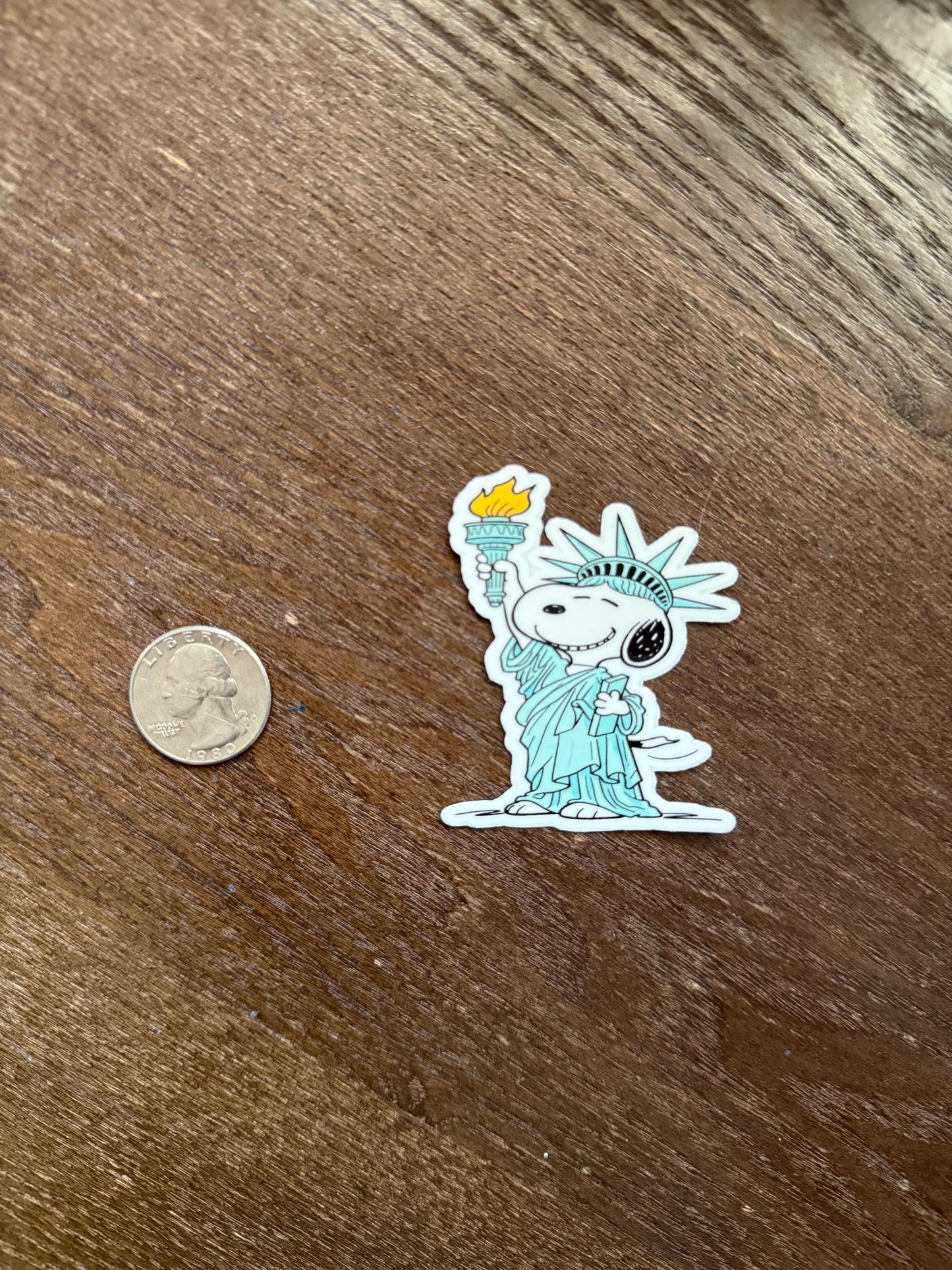 Snoopy Statue of Liberty Sticker | Peanuts USA Patriotic Decal | American Icon Art | New York City Vinyl | Freedom Dog Lover Gift |