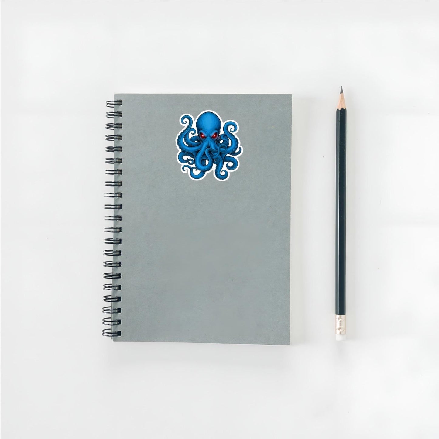 Blue Octopus Sticker | Red Eyes Kraken Decal | Deep Sea Monster Art | Ocean Lover Vinyl | Gothic Mythical Creature Gift | Tentacle Beast