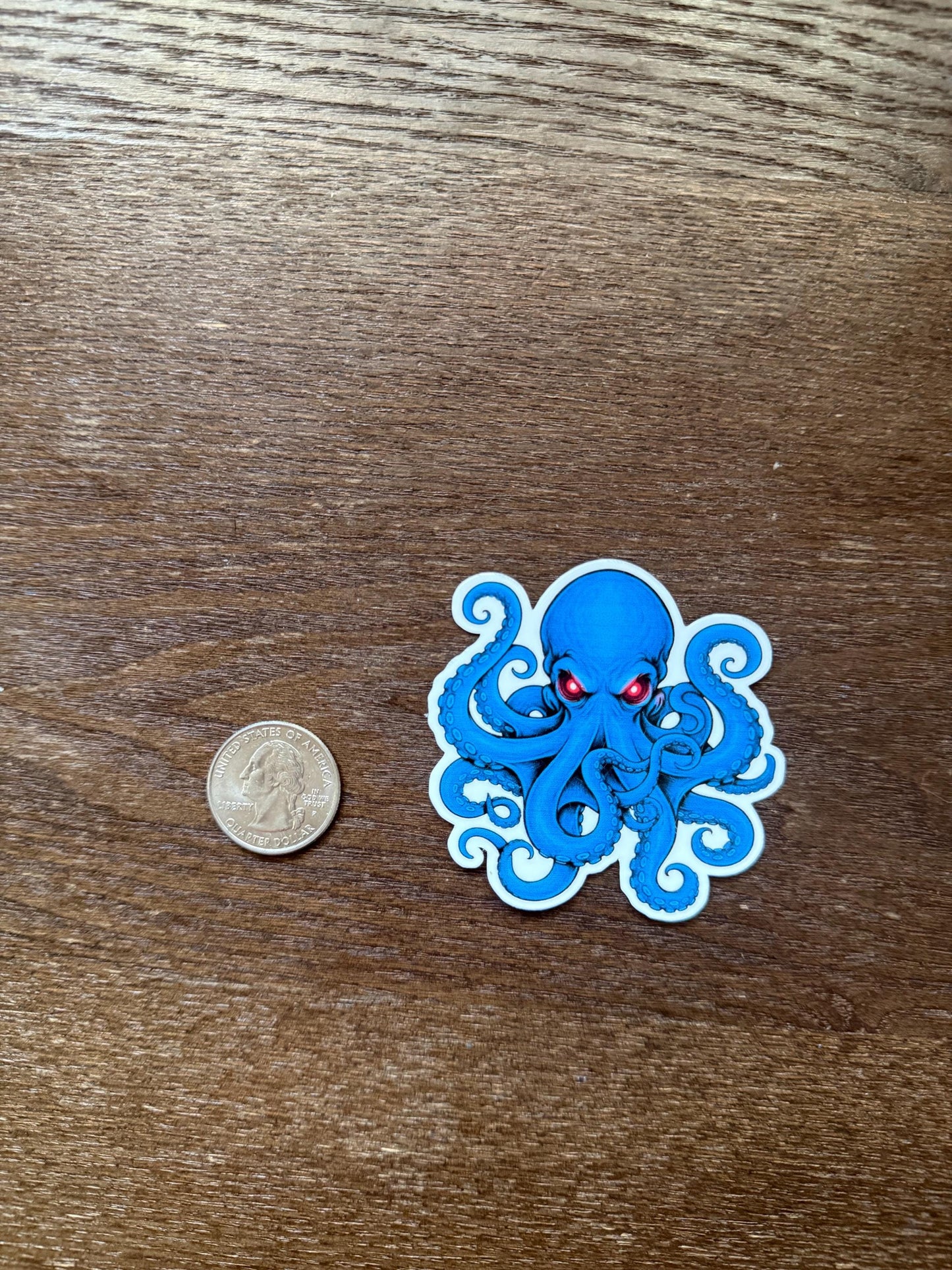 Blue Octopus Sticker | Red Eyes Kraken Decal | Deep Sea Monster Art | Ocean Lover Vinyl | Gothic Mythical Creature Gift | Tentacle Beast